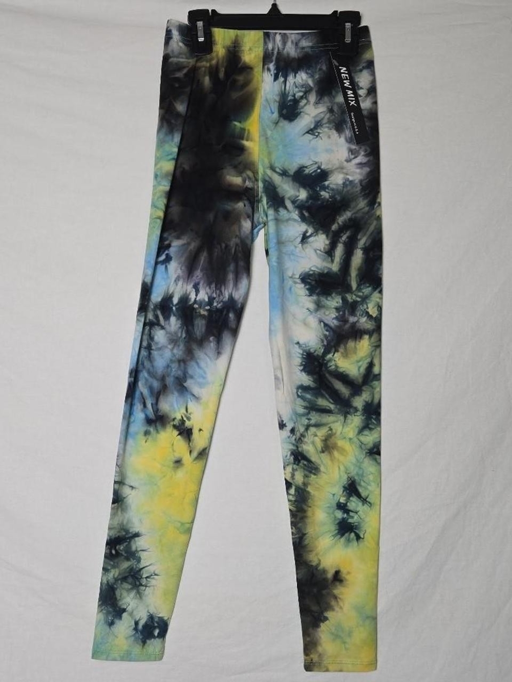 NWT New Mix Tie Dye Leggings High Waisted Blue Yellow - Small